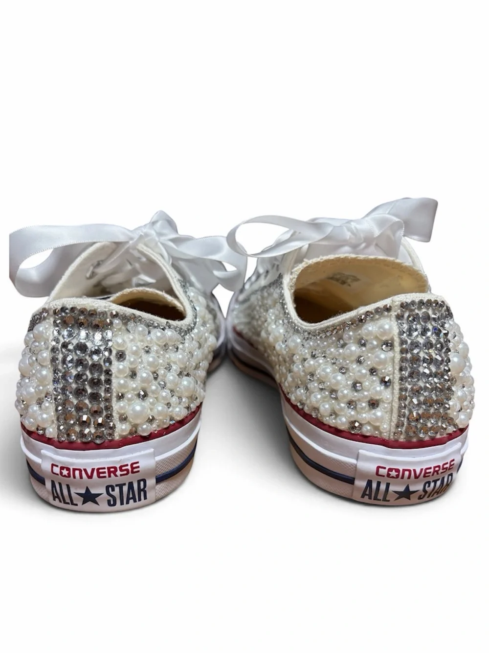 Converse All Star custom pearl bling sneakers 7